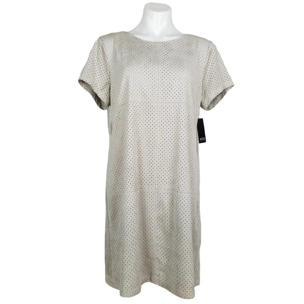 A.N.A. Tan Taupe Faux Suede Dress A-Line Size Large - Picture 1 of 12